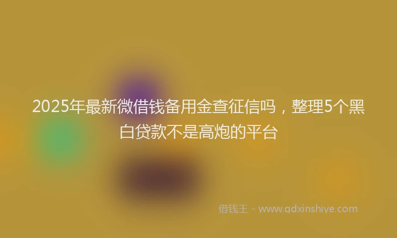 2025年最新微借钱备用金查征信吗，整理5个黑白贷款不是高炮的平台