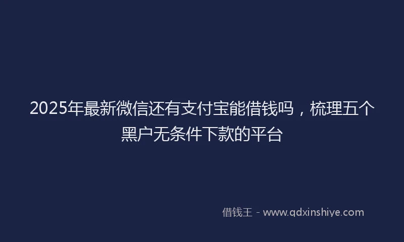 2025年最新微信还有支付宝能借钱吗，梳理五个黑户无条件下款的平台