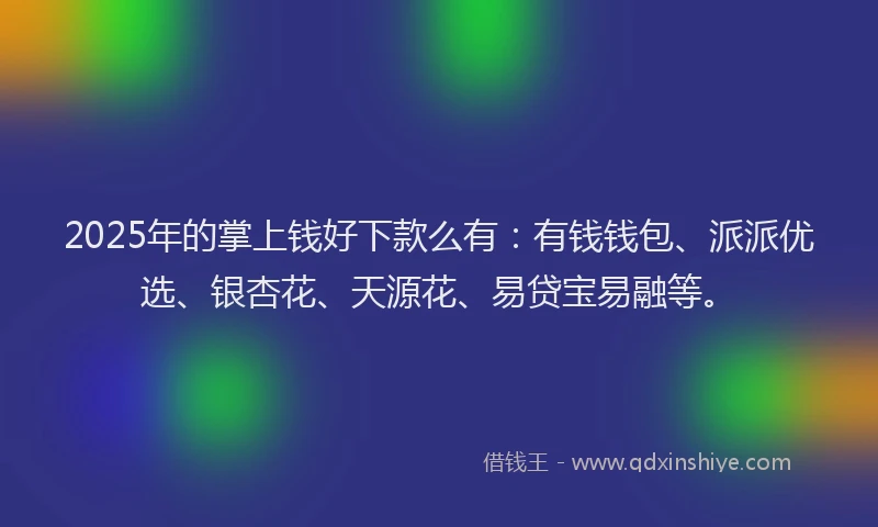 2025年的掌上钱好下款么有：有钱钱包、派派优选、银杏花、天源花、易贷宝易融等。