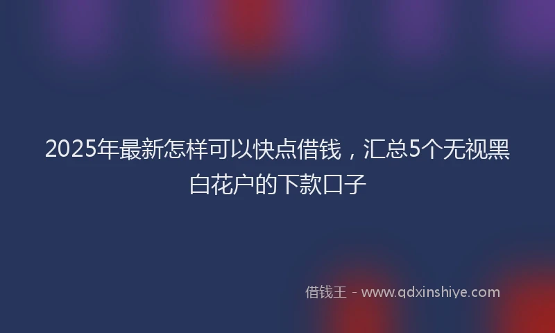 2025年最新怎样可以快点借钱，汇总5个无视黑白花户的下款口子