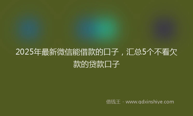 2025年最新微信能借款的口子，汇总5个不看欠款的贷款口子