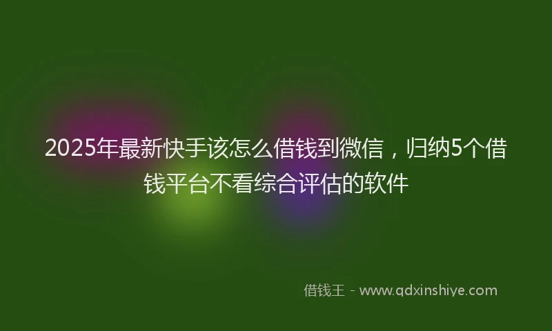 2025年最新快手该怎么借钱到微信，归纳5个借钱平台不看综合评估的软件