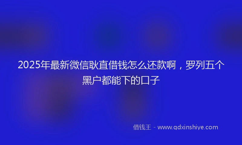2025年最新微信耿直借钱怎么还款啊，罗列五个黑户都能下的口子