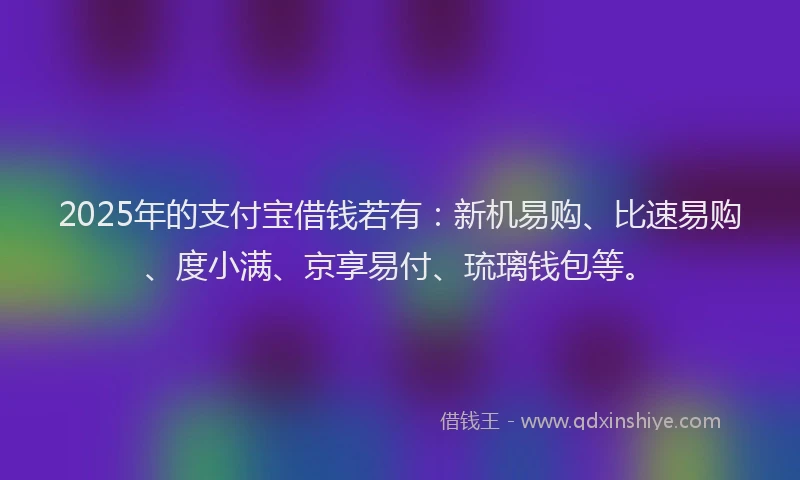 2025年的支付宝借钱若有：新机易购、比速易购、度小满、京享易付、琉璃钱包等。