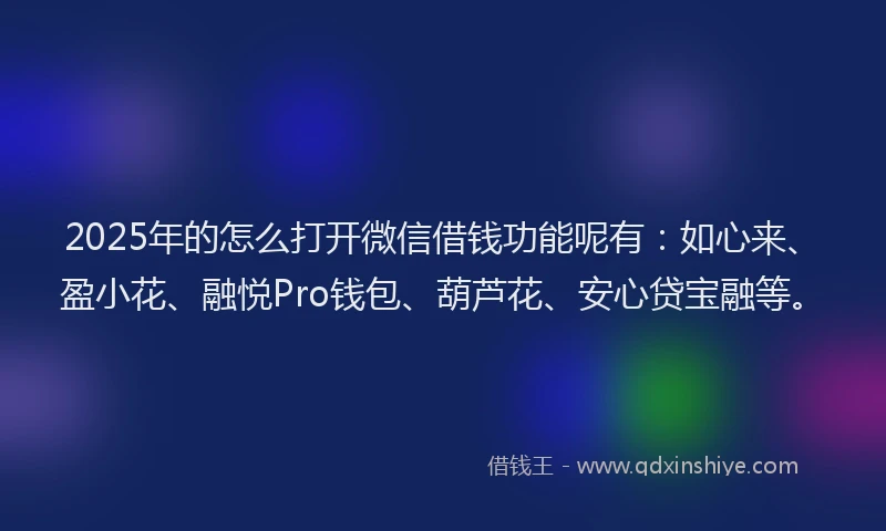 2025年的怎么打开微信借钱功能呢有：如心来、盈小花、融悦Pro钱包、葫芦花、安心贷宝融等。