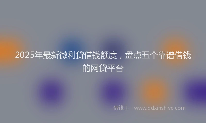 2025年最新微利贷借钱额度，盘点五个靠谱借钱的网贷平台