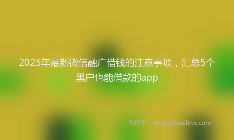 2025年最新微信融广借钱的注意事项，汇总5个黑户也能借款的app