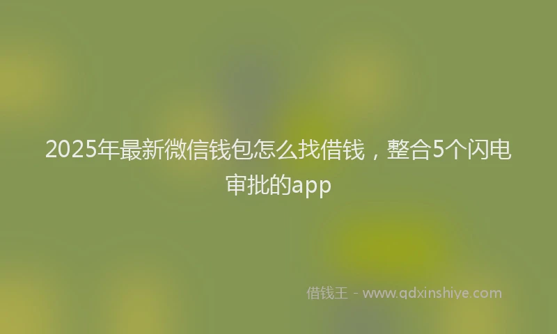 2025年最新微信钱包怎么找借钱，整合5个闪电审批的app