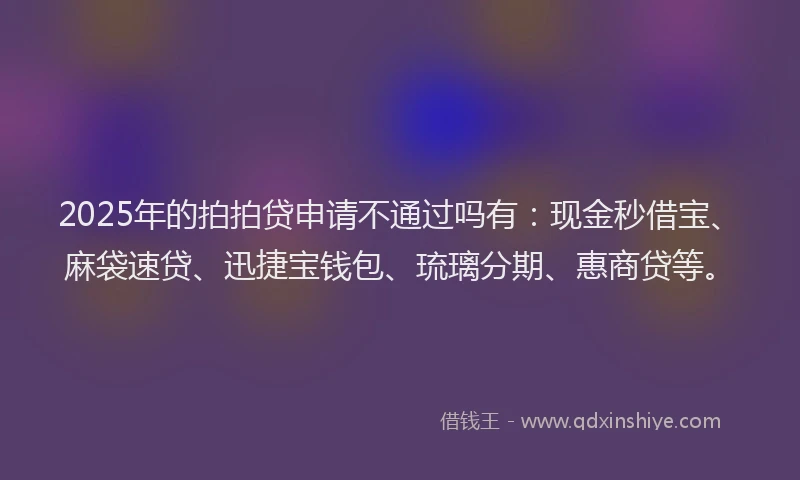 2025年的拍拍贷申请不通过吗有：现金秒借宝、麻袋速贷、迅捷宝钱包、琉璃分期、惠商贷等。