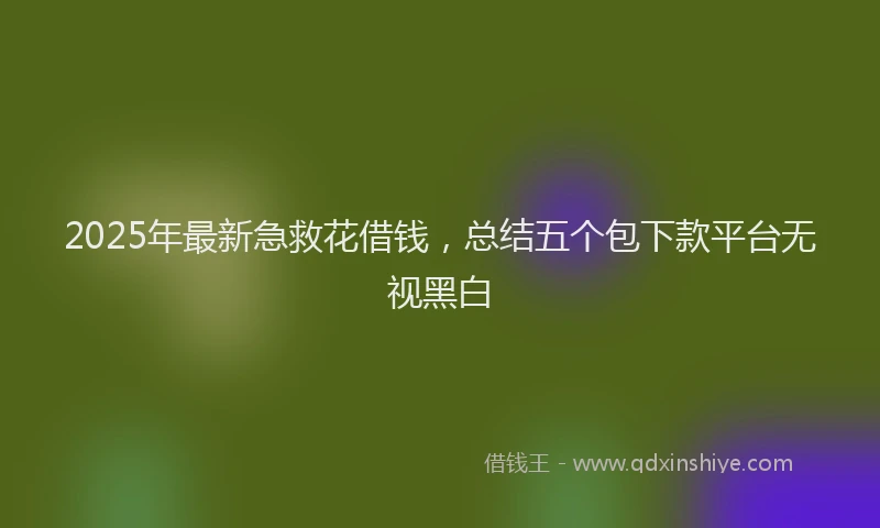 2025年最新急救花借钱，总结五个包下款平台无视黑白