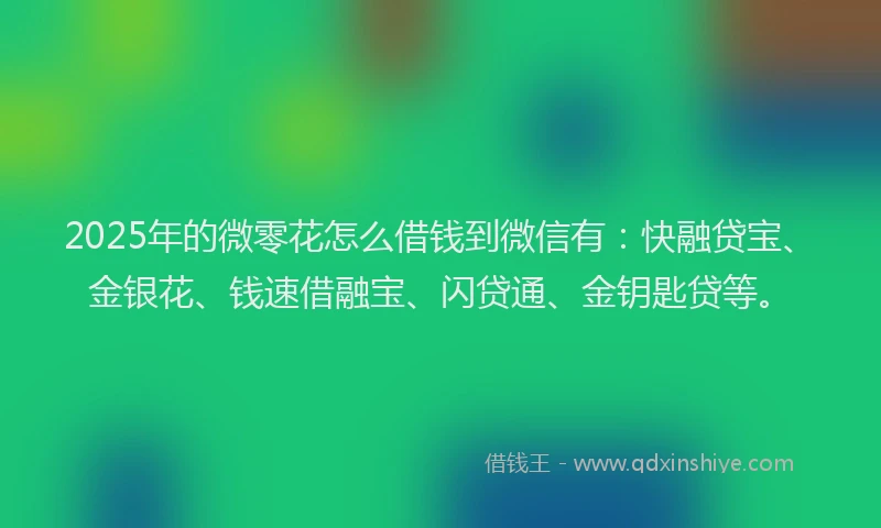 2025年的微零花怎么借钱到微信有：快融贷宝、金银花、钱速借融宝、闪贷通、金钥匙贷等。