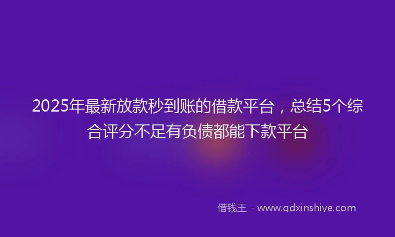 2025年最新放款秒到账的借款平台，总结5个综合评分不足有负债都能下款平台