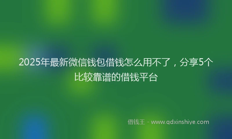 2025年最新微信钱包借钱怎么用不了，分享5个比较靠谱的借钱平台