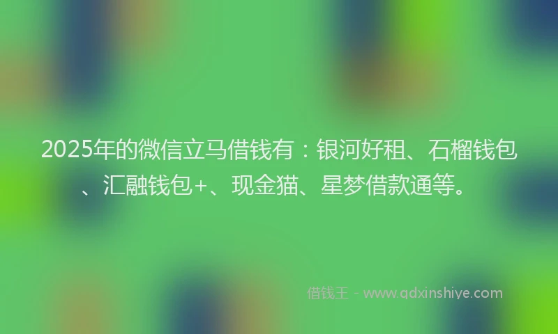 2025年的微信立马借钱有：银河好租、石榴钱包、汇融钱包+、现金猫、星梦借款通等。