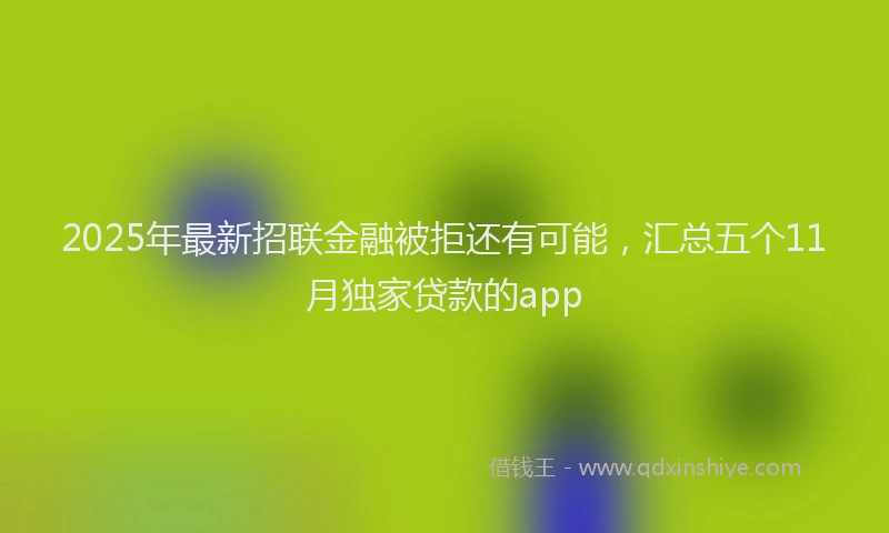2025年最新招联金融被拒还有可能，汇总五个11月独家贷款的app