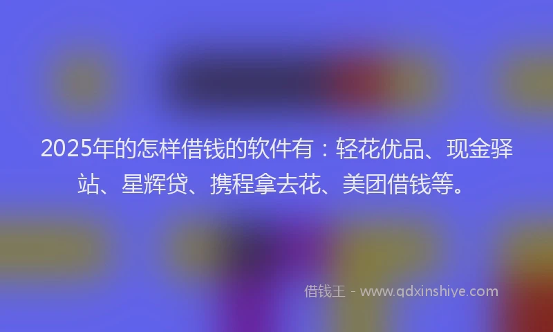 2025年的怎样借钱的软件有：轻花优品、现金驿站、星辉贷、携程拿去花、美团借钱等。