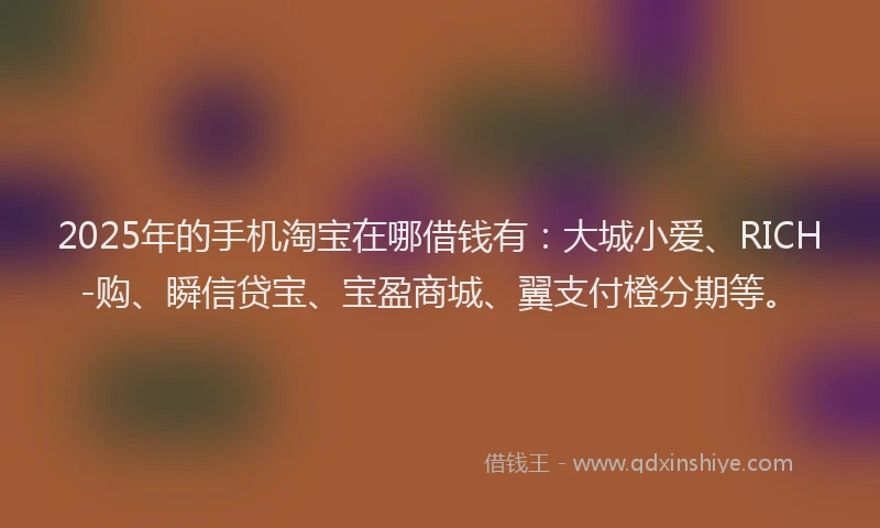 2025年的手机淘宝在哪借钱有：大城小爱、RICH-购、瞬信贷宝、宝盈商城、翼支付橙分期等。