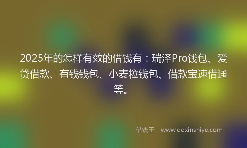 2025年的怎样有效的借钱有：瑞泽Pro钱包、爱贷借款、有钱钱包、小麦粒钱包、借款宝速借通等。
