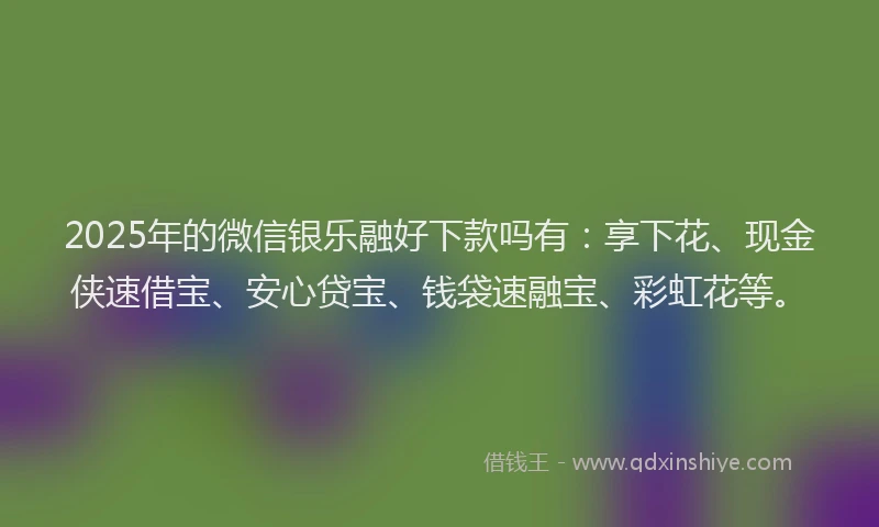 2025年的微信银乐融好下款吗有：享下花、现金侠速借宝、安心贷宝、钱袋速融宝、彩虹花等。