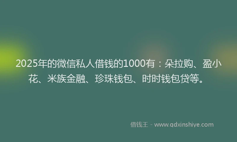 2025年的微信私人借钱的1000有：朵拉购、盈小花、米族金融、珍珠钱包、时时钱包贷等。