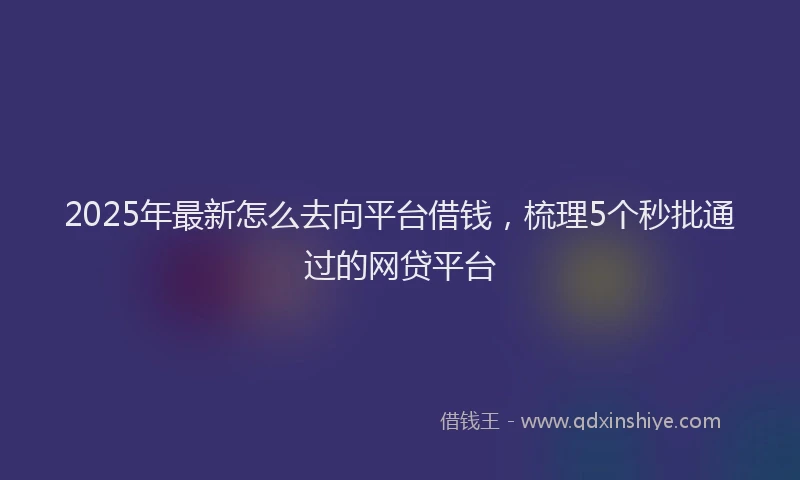 2025年最新怎么去向平台借钱，梳理5个秒批通过的网贷平台