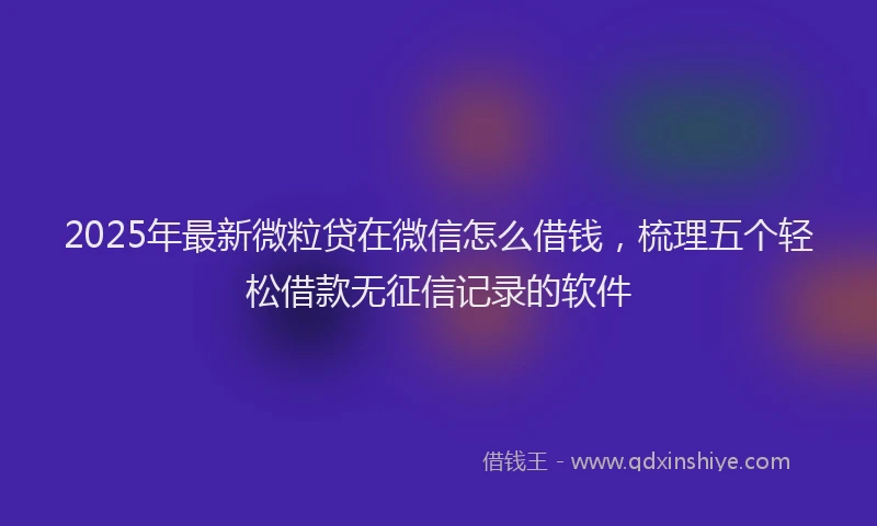 2025年最新微粒贷在微信怎么借钱，梳理五个轻松借款无征信记录的软件