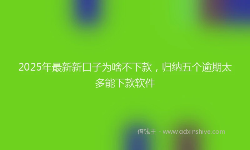 2025年最新新口子为啥不下款，归纳五个逾期太多能下款软件