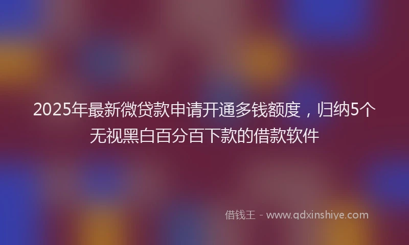 2025年最新微贷款申请开通多钱额度，归纳5个无视黑白百分百下款的借款软件