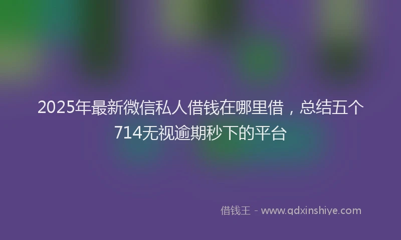 2025年最新微信私人借钱在哪里借，总结五个714无视逾期秒下的平台