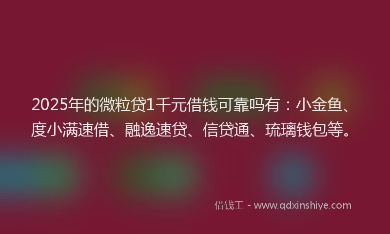 2025年的微粒贷1千元借钱可靠吗有：小金鱼、度小满速借、融逸速贷、信贷通、琉璃钱包等。