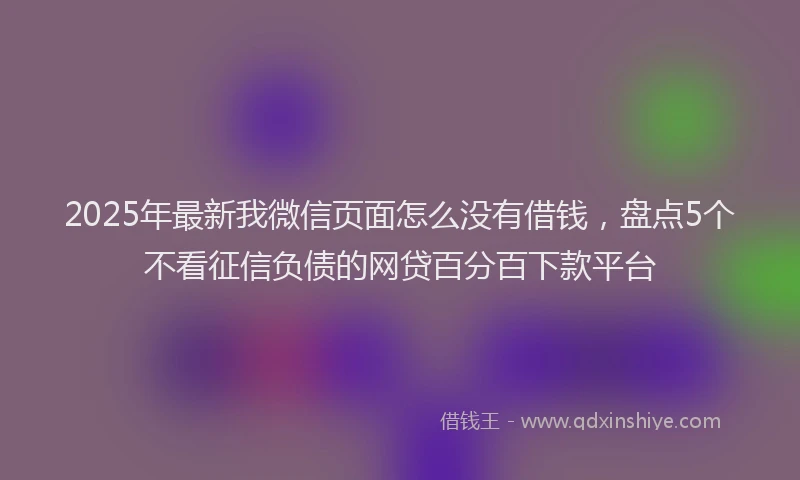 2025年最新我微信页面怎么没有借钱，盘点5个不看征信负债的网贷百分百下款平台