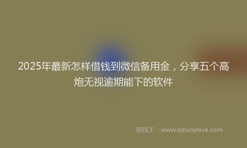 2025年最新怎样借钱到微信备用金，分享五个高炮无视逾期能下的软件