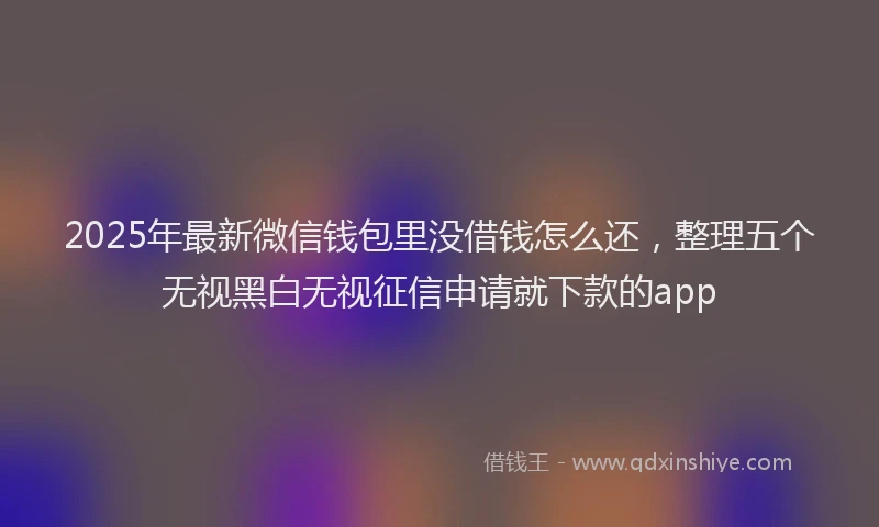2025年最新微信钱包里没借钱怎么还，整理五个无视黑白无视征信申请就下款的app