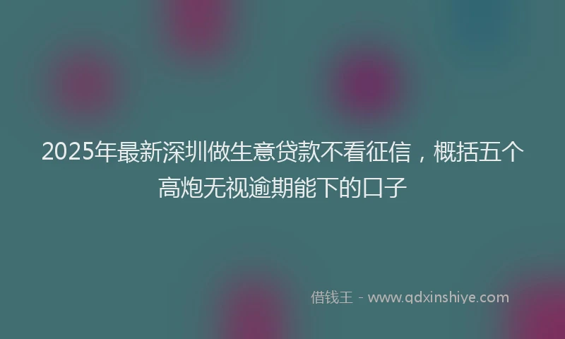 2025年最新深圳做生意贷款不看征信，概括五个高炮无视逾期能下的口子