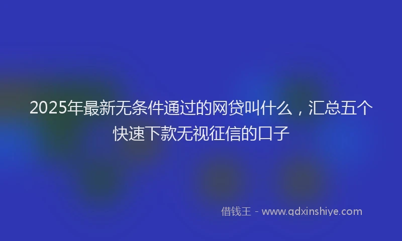 2025年最新无条件通过的网贷叫什么，汇总五个快速下款无视征信的口子