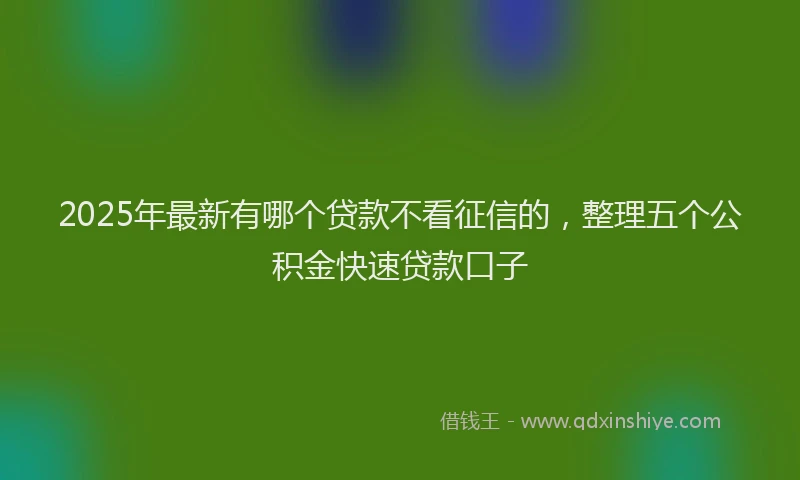 2025年最新有哪个贷款不看征信的，整理五个公积金快速贷款口子