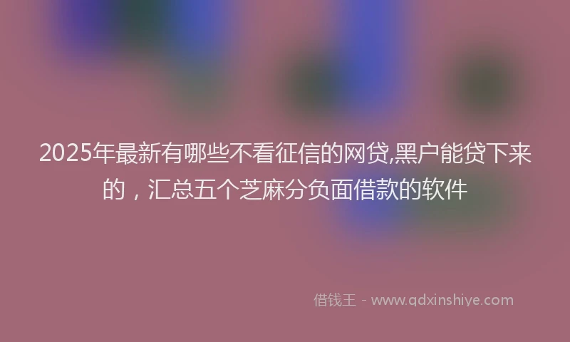 2025年最新有哪些不看征信的网贷,黑户能贷下来的，汇总五个芝麻分负面借款的软件