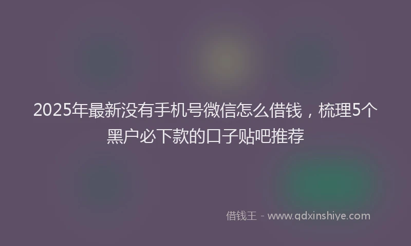 2025年最新没有手机号微信怎么借钱，梳理5个黑户必下款的口子贴吧推荐