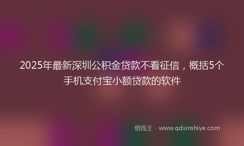2025年最新深圳公积金贷款不看征信，概括5个手机支付宝小额贷款的软件