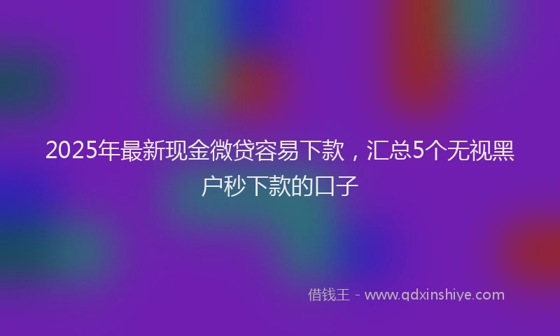 2025年最新现金微贷容易下款，汇总5个无视黑户秒下款的口子
