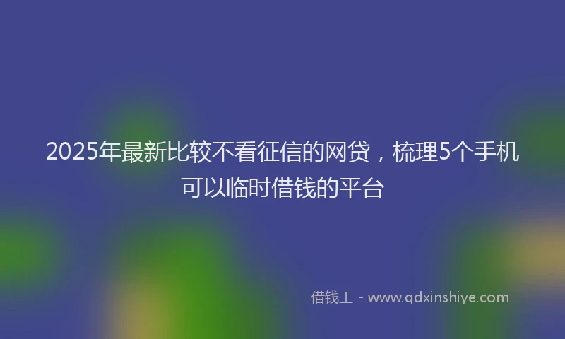2025年最新比较不看征信的网贷，梳理5个手机可以临时借钱的平台
