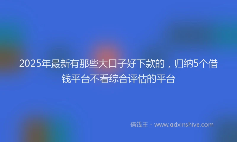 2025年最新有那些大口子好下款的，归纳5个借钱平台不看综合评估的平台