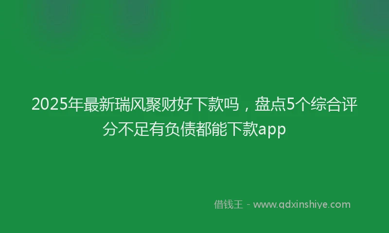 2025年最新瑞风聚财好下款吗，盘点5个综合评分不足有负债都能下款app