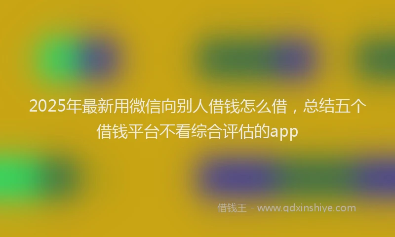 2025年最新用微信向别人借钱怎么借，总结五个借钱平台不看综合评估的app