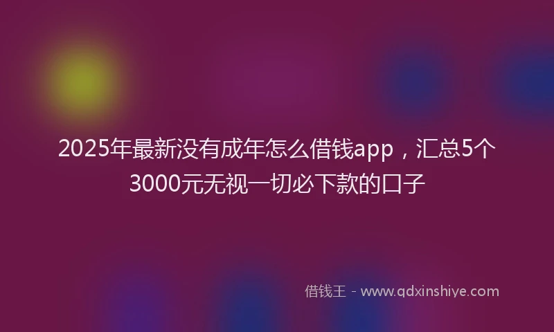 2025年最新没有成年怎么借钱app，汇总5个3000元无视一切必下款的口子