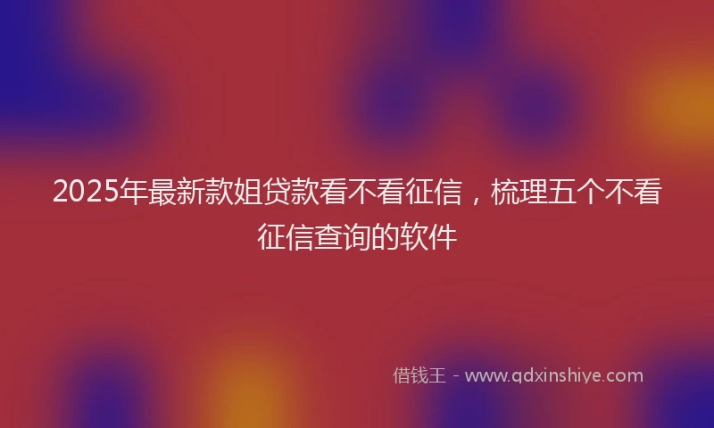 2025年最新款姐贷款看不看征信，梳理五个不看征信查询的软件