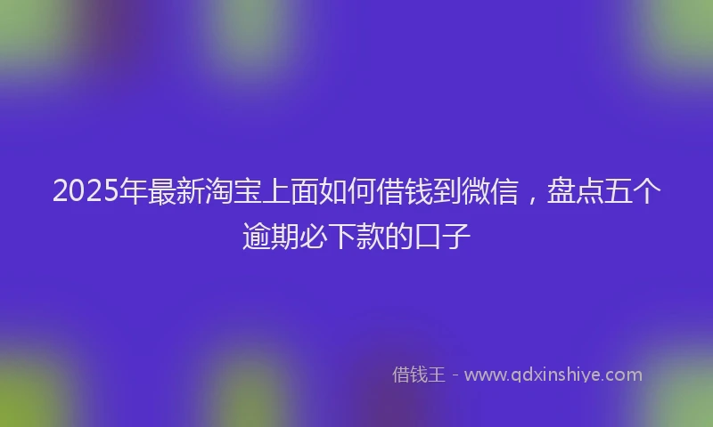 2025年最新淘宝上面如何借钱到微信，盘点五个逾期必下款的口子