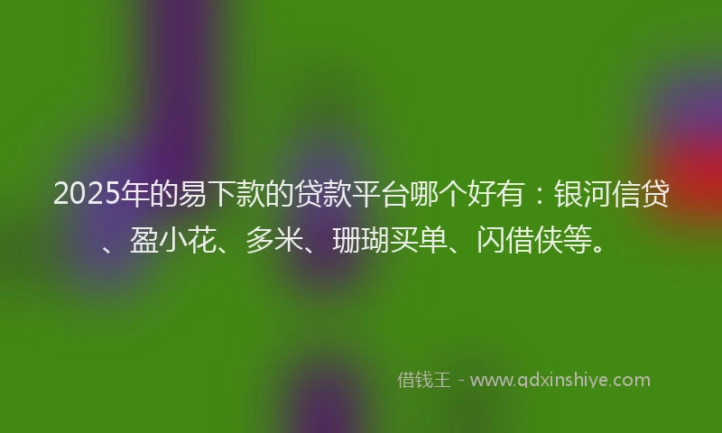 2025年的易下款的贷款平台哪个好有：银河信贷、盈小花、多米、珊瑚买单、闪借侠等。