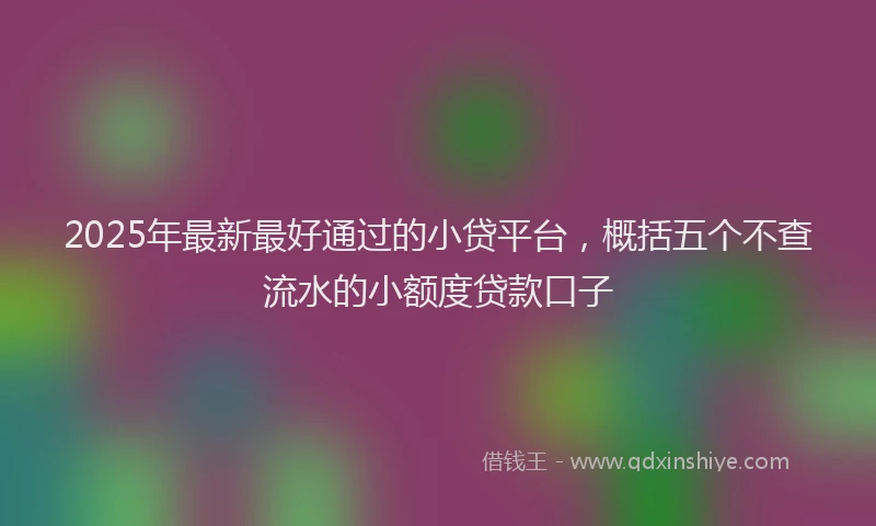 2025年最新最好通过的小贷平台，概括五个不查流水的小额度贷款口子