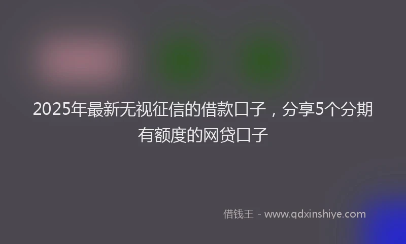 2025年最新无视征信的借款口子，分享5个分期有额度的网贷口子